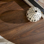 Table basse ronde à plateau aspect bois multi-finitions avec piètement en métal en croix