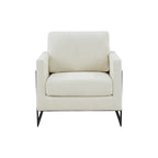 Fauteuil d'appoint contemporain en tissu crème et noir avec cadre carré en métal – 1 place