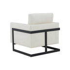 Fauteuil d'appoint contemporain en tissu crème et noir avec cadre carré en métal – 1 place