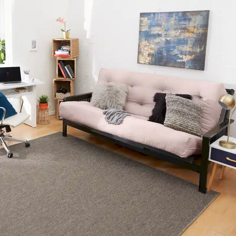 Matelas futon capitonné 5" grand lit bicolore avec housse en coton et garnissage en mousse – 2 places