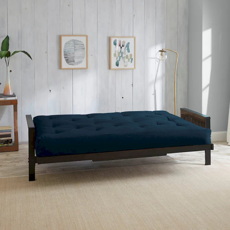 Matelas futon capitonné 5" grand lit bicolore avec housse en coton et garnissage en mousse – 2 places