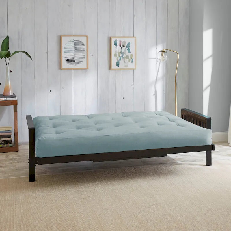 Matelas futon capitonné 5" grand lit bicolore avec housse en coton et garnissage en mousse – 2 places