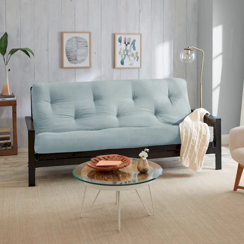 Matelas futon capitonné 5" grand lit bicolore avec housse en coton et garnissage en mousse – 2 places