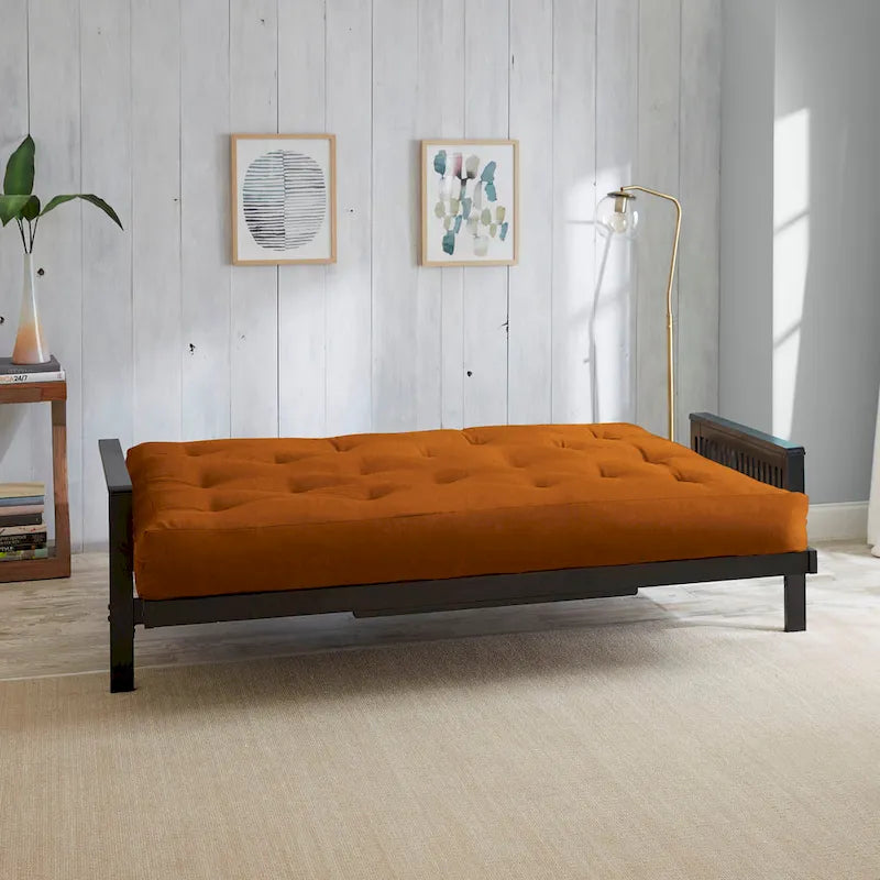 Matelas futon capitonné 5" grand lit bicolore avec housse en coton et garnissage en mousse – 2 places