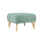 Pouf en velours crème, bleu océan et mauve avec pieds en bois de hêtre – 1 place