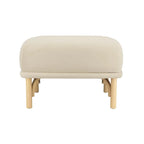 Pouf en velours crème, bleu océan et mauve avec pieds en bois de hêtre – 1 place