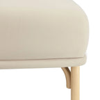 Pouf en velours crème, bleu océan et mauve avec pieds en bois de hêtre – 1 place