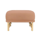 Pouf en velours crème, bleu océan et mauve avec pieds en bois de hêtre – 1 place