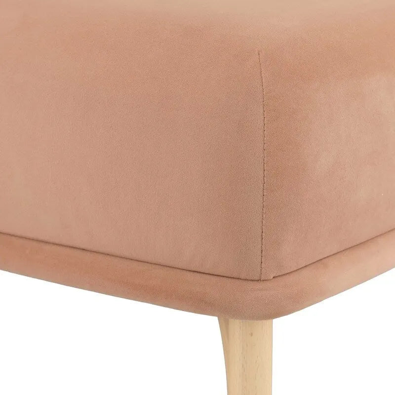 Pouf en velours crème, bleu océan et mauve avec pieds en bois de hêtre – 1 place