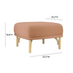 Pouf en velours crème, bleu océan et mauve avec pieds en bois de hêtre – 1 place