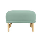 Pouf en velours crème, bleu océan et mauve avec pieds en bois de hêtre – 1 place