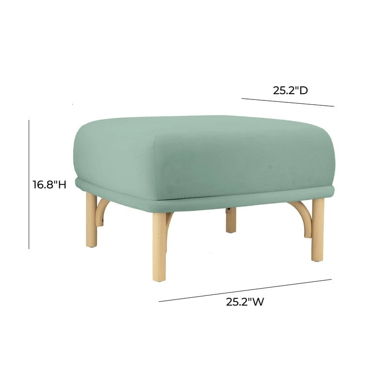 Pouf en velours crème, bleu océan et mauve avec pieds en bois de hêtre – 1 place