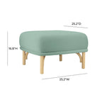 Pouf en velours crème, bleu océan et mauve avec pieds en bois de hêtre – 1 place