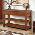 Console en bois de pin vieilli multicolore avec 3 tiroirs et 2 étagères – 1 pièce