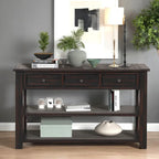 Console en bois de pin vieilli multicolore avec 3 tiroirs et 2 étagères – 1 pièce