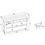 Console en bois de pin vieilli multicolore avec 3 tiroirs et 2 étagères – 1 pièce