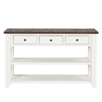 Console en bois de pin vieilli multicolore avec 3 tiroirs et 2 étagères – 1 pièce
