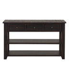 Console en bois de pin vieilli multicolore avec 3 tiroirs et 2 étagères – 1 pièce