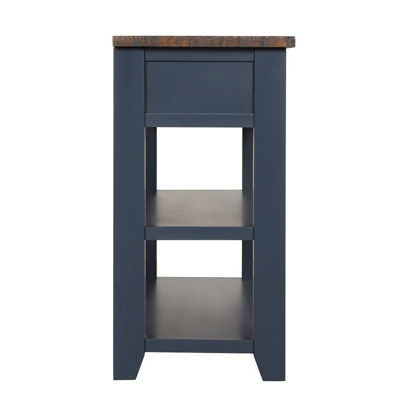 Console en bois de pin vieilli multicolore avec 3 tiroirs et 2 étagères – 1 pièce