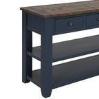 Console en bois de pin vieilli multicolore avec 3 tiroirs et 2 étagères – 1 pièce