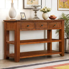Console en bois de pin vieilli multicolore avec 3 tiroirs et 2 étagères – 1 pièce
