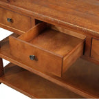 Console en bois de pin vieilli multicolore avec 3 tiroirs et 2 étagères – 1 pièce
