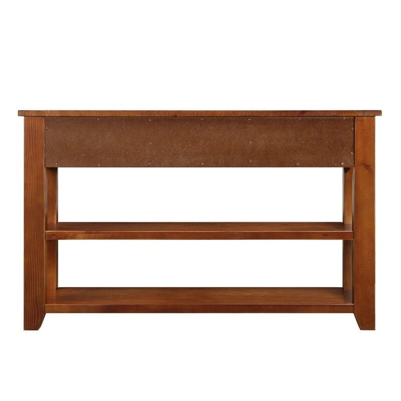 Console en bois de pin vieilli multicolore avec 3 tiroirs et 2 étagères – 1 pièce