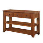 Console en bois de pin vieilli multicolore avec 3 tiroirs et 2 étagères – 1 pièce