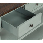 Console en bois de pin vieilli multicolore avec 3 tiroirs et 2 étagères – 1 pièce