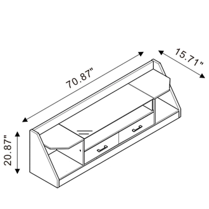 Meuble TV blanc/espresso de 178 cm avec plateau en verre trempé, 2 tiroirs et 3 étagères – Convient aux téléviseurs jusqu'à 60 po