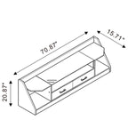 Meuble TV blanc/espresso de 178 cm avec plateau en verre trempé, 2 tiroirs et 3 étagères – Convient aux téléviseurs jusqu'à 60 po