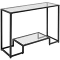 Console en verre trempé à 2 niveaux noir/or avec structure en métal
