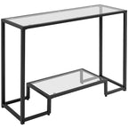 Console en verre trempé à 2 niveaux noir/or avec structure en métal