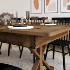 Table à manger rectangulaire pliante en pin massif rustique antique / rustique antique avec pieds en X – Peut accueillir jusqu'à 8 personnes