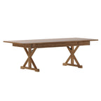 Table à manger rectangulaire pliante en pin massif rustique antique / rustique antique avec pieds en X – Peut accueillir jusqu'à 8 personnes
