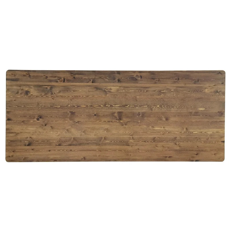 Table à manger rectangulaire pliante en pin massif rustique antique / rustique antique avec pieds en X – Peut accueillir jusqu'à 8 personnes