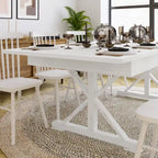 Table à manger rectangulaire pliante en pin massif rustique antique / rustique antique avec pieds en X – Peut accueillir jusqu'à 8 personnes