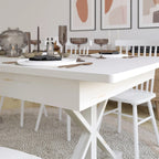 Table à manger rectangulaire pliante en pin massif rustique antique / rustique antique avec pieds en X – Peut accueillir jusqu'à 8 personnes