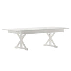 Table à manger rectangulaire pliante en pin massif rustique antique / rustique antique avec pieds en X – Peut accueillir jusqu'à 8 personnes
