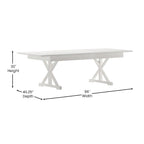 Table à manger rectangulaire pliante en pin massif rustique antique / rustique antique avec pieds en X – Peut accueillir jusqu'à 8 personnes
