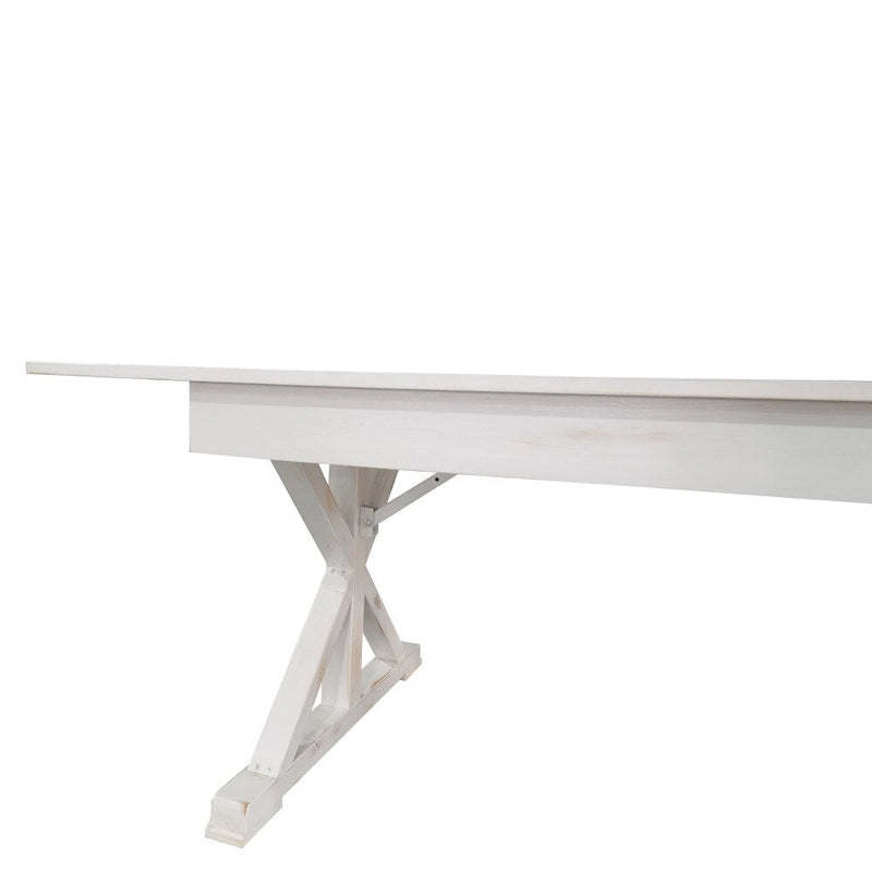 Table à manger rectangulaire pliante en pin massif rustique antique / rustique antique avec pieds en X – Peut accueillir jusqu'à 8 personnes