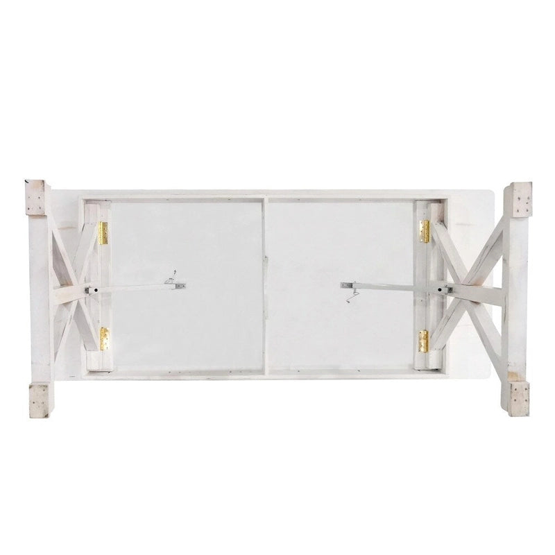 Table à manger rectangulaire pliante en pin massif rustique antique / rustique antique avec pieds en X – Peut accueillir jusqu'à 8 personnes
