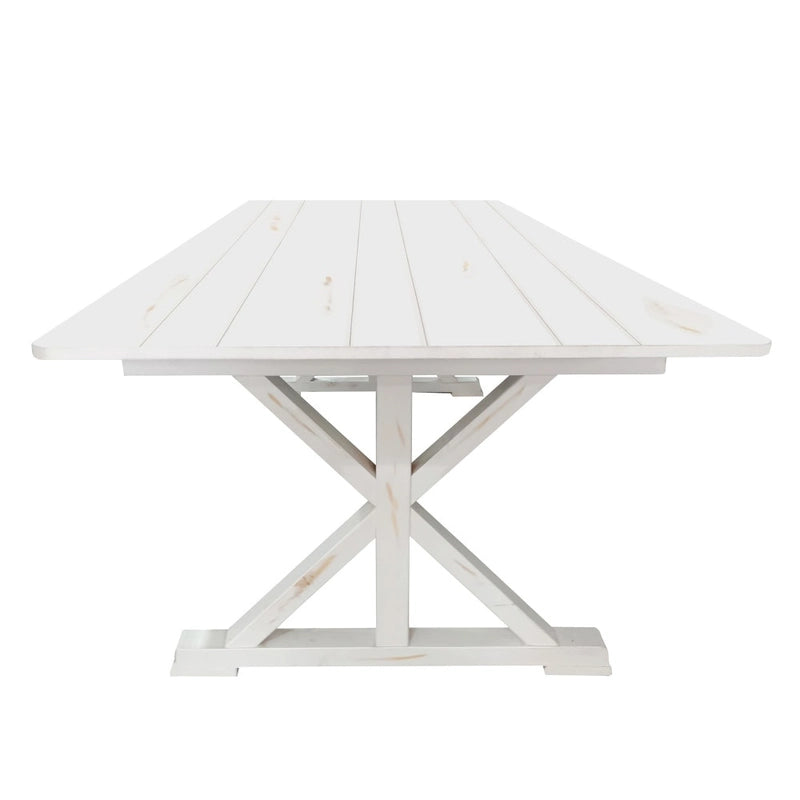 Table à manger rectangulaire pliante en pin massif rustique antique / rustique antique avec pieds en X – Peut accueillir jusqu'à 8 personnes