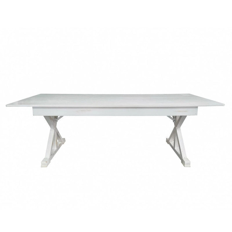 Table à manger rectangulaire pliante en pin massif rustique antique / rustique antique avec pieds en X – Peut accueillir jusqu'à 8 personnes