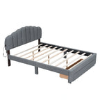Lit plateforme capitonné Queen Blanc/Beige/Gris avec lumières LED, ports USB et tiroir de rangement – 2 personnes