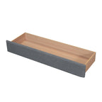 Lit plateforme capitonné Queen Blanc/Beige/Gris avec lumières LED, ports USB et tiroir de rangement – 2 personnes