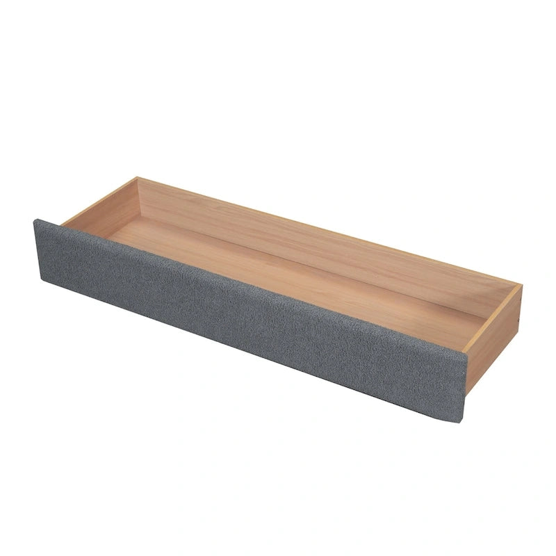Lit plateforme capitonné Queen Blanc/Beige/Gris avec lumières LED, ports USB et tiroir de rangement – 2 personnes