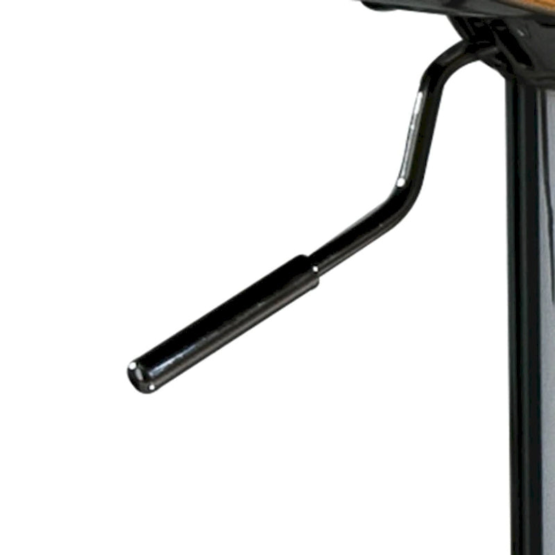 Tabouret de bar pivotant en similicuir gris/noir/blanc avec dossier incurvé en noyer et piétement en chrome réglable – 1 personne
