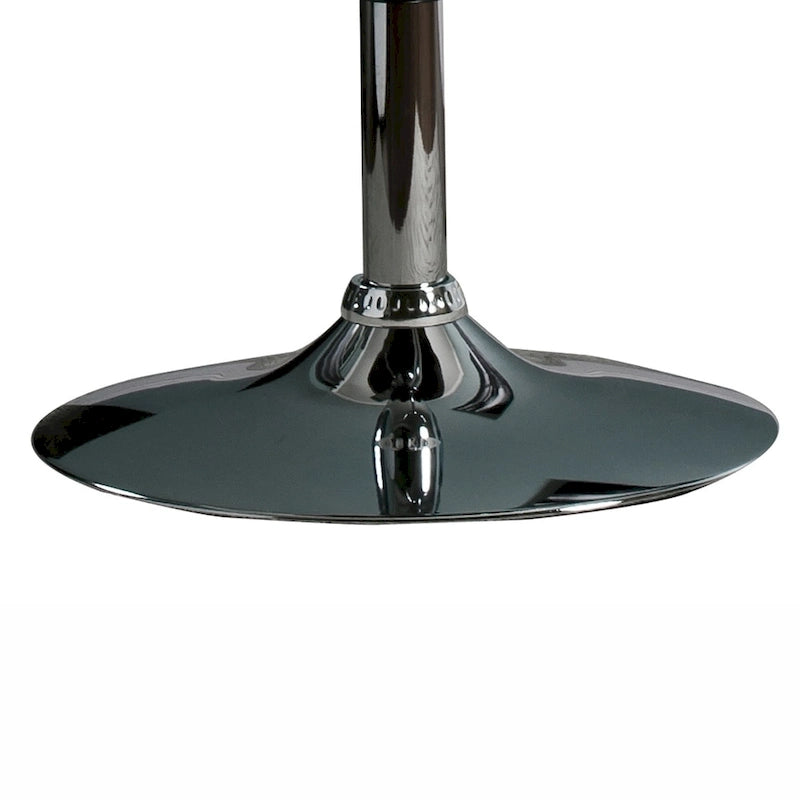 Tabouret de bar pivotant en similicuir gris/noir/blanc avec dossier incurvé en noyer et piétement en chrome réglable – 1 personne