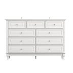 Commode 9 tiroirs noire/blanche/marine avec pieds en bois massif et finition laquée
